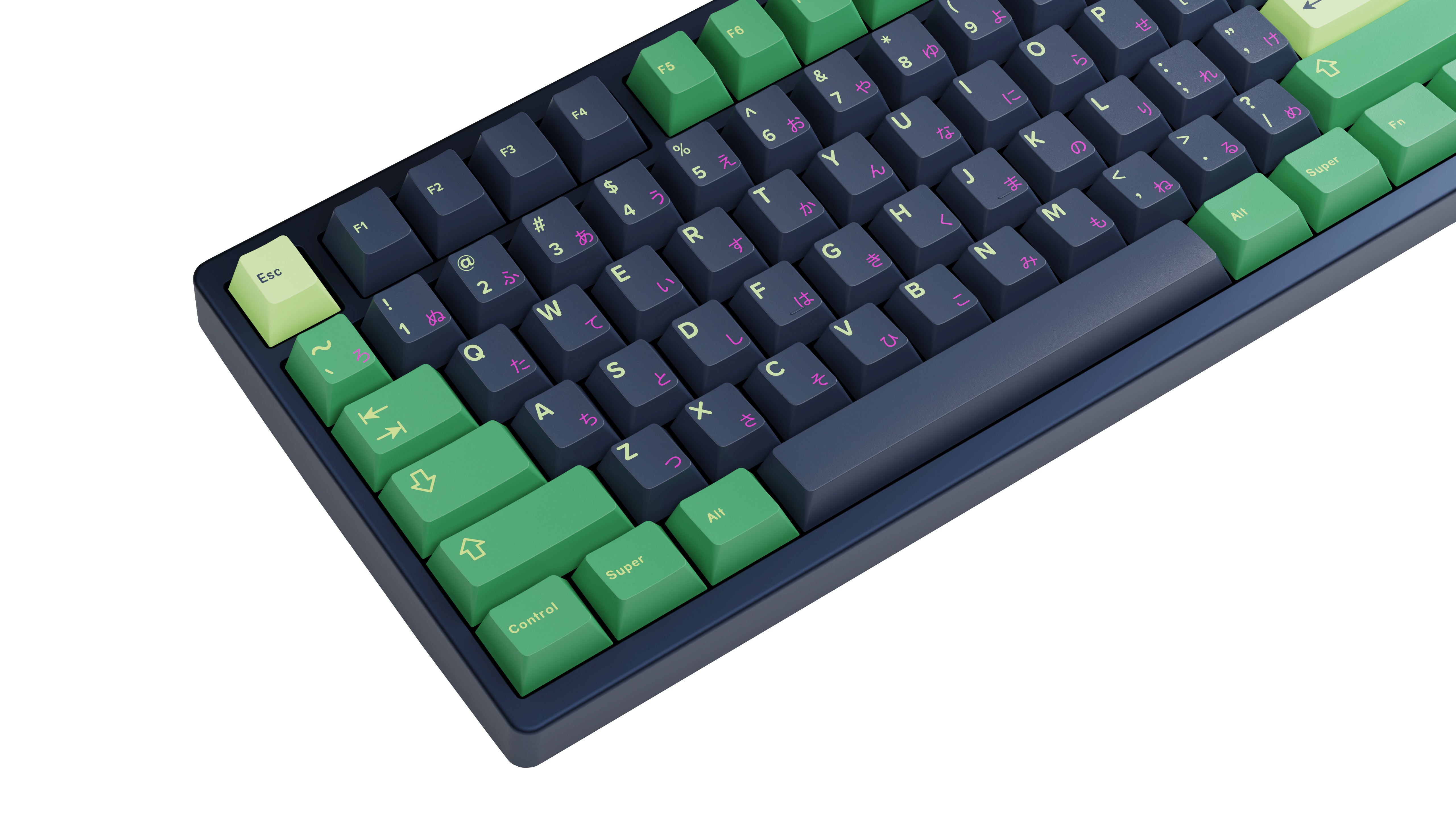 kfaPBT Forest Watcher keycaps navy and green mechanical keyboards. Inspired by lush greenery of a forest with a touch of magic.