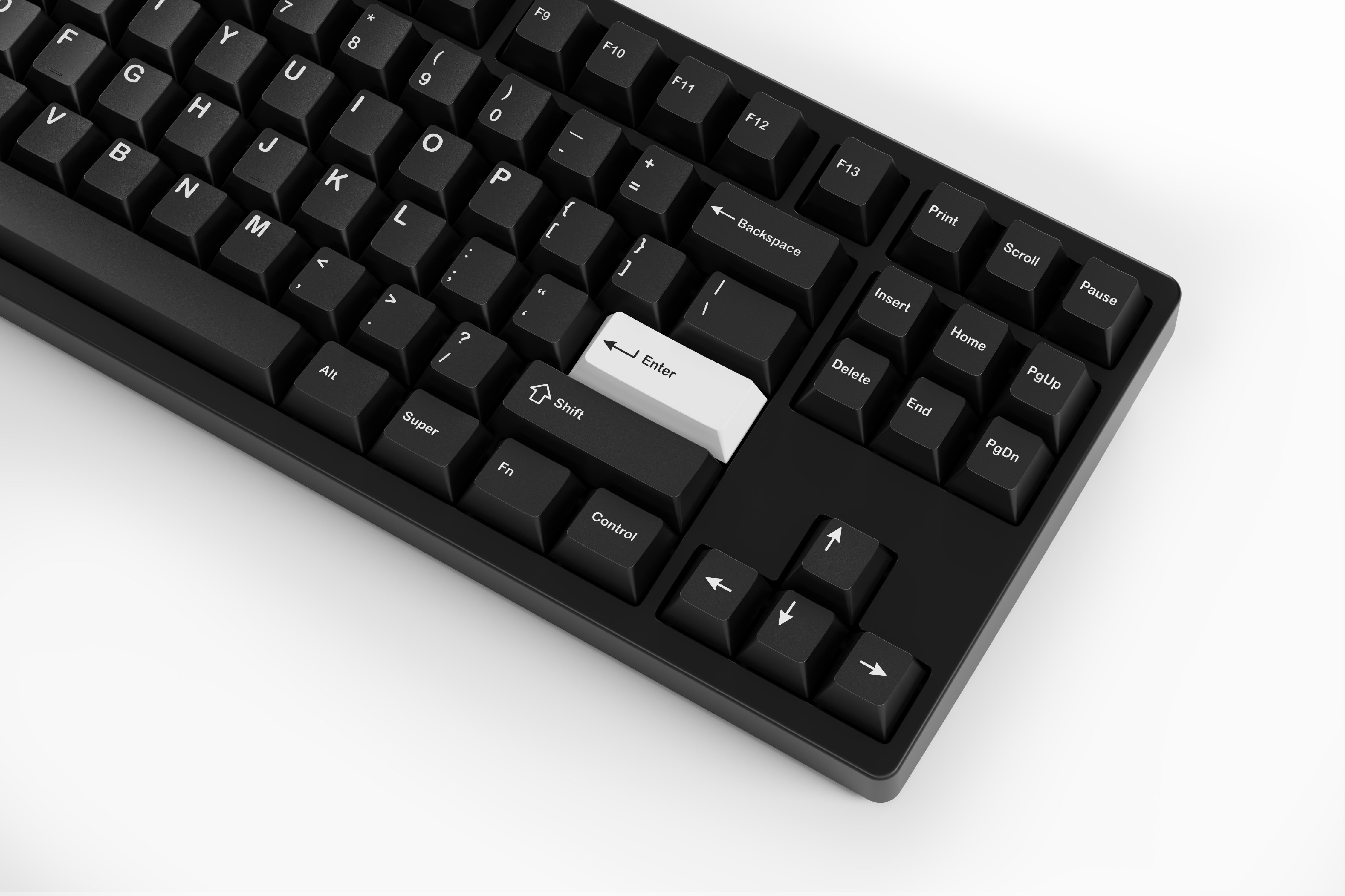 kfaPBT White on Black Keycap Set - KeebsForAll