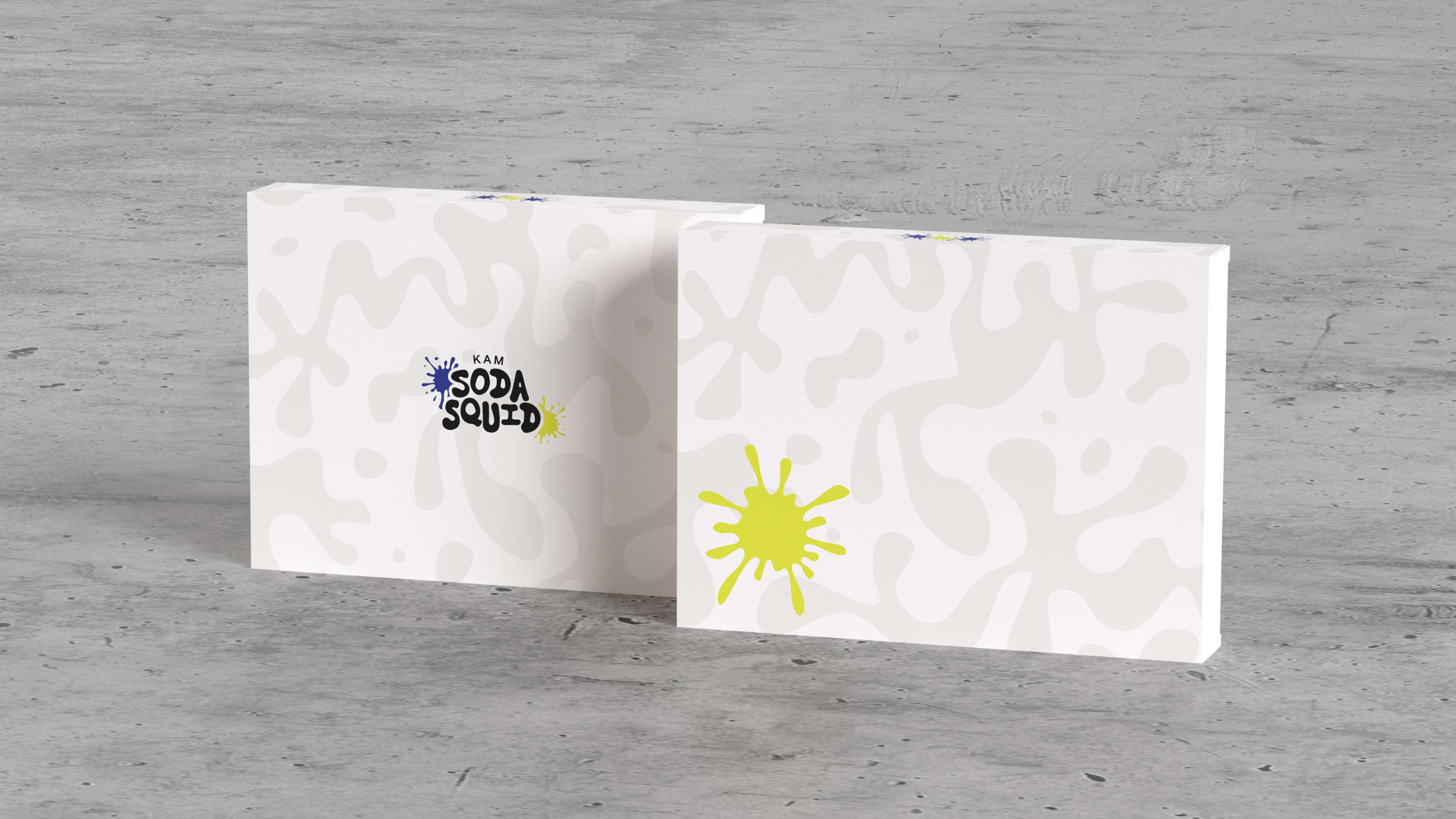 Image for the packaging and box of the KAM Soda Squid PBT keycaps for custom mechanical computer keyboards.