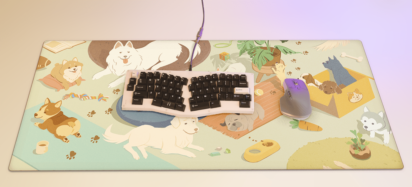 Doggie Wonderland Deskmat by KeebsForAll