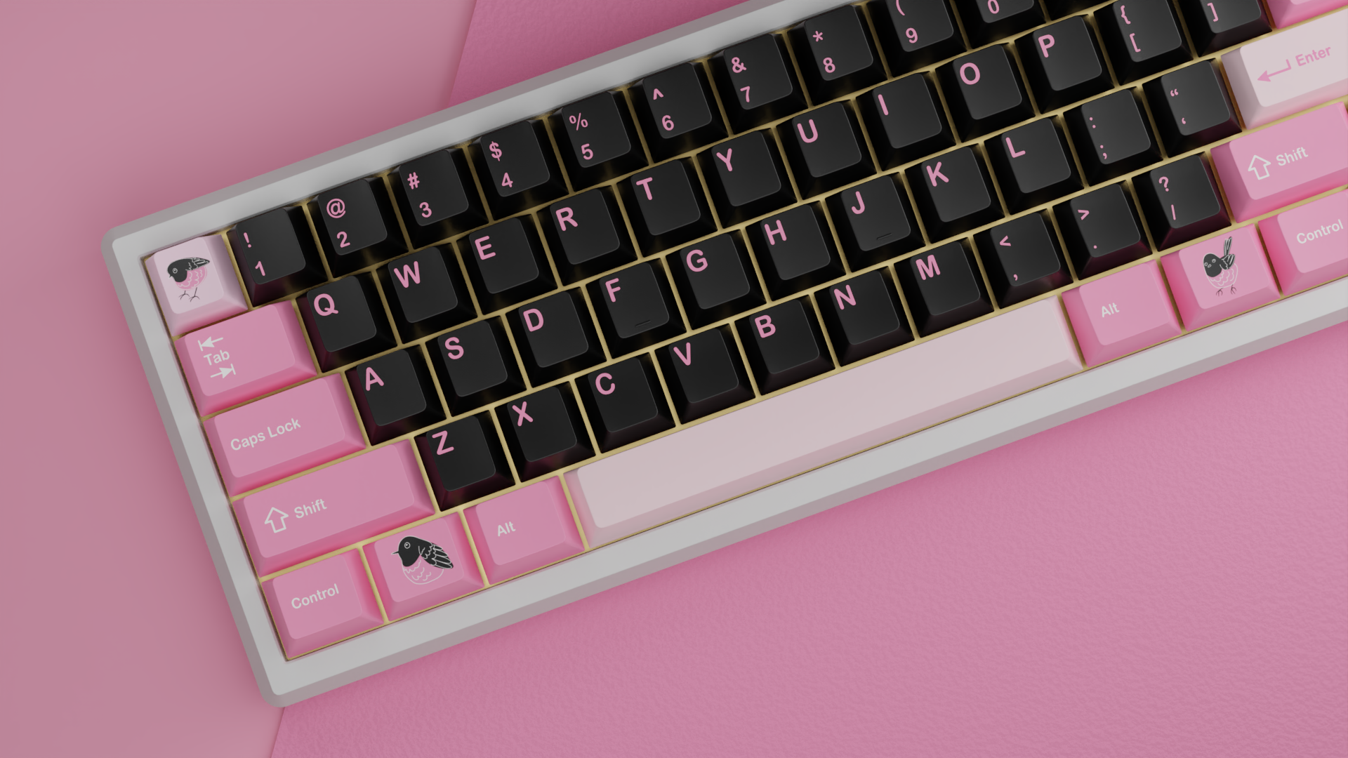 kfaPBT Pink Robin Keycaps - KeebsForAll