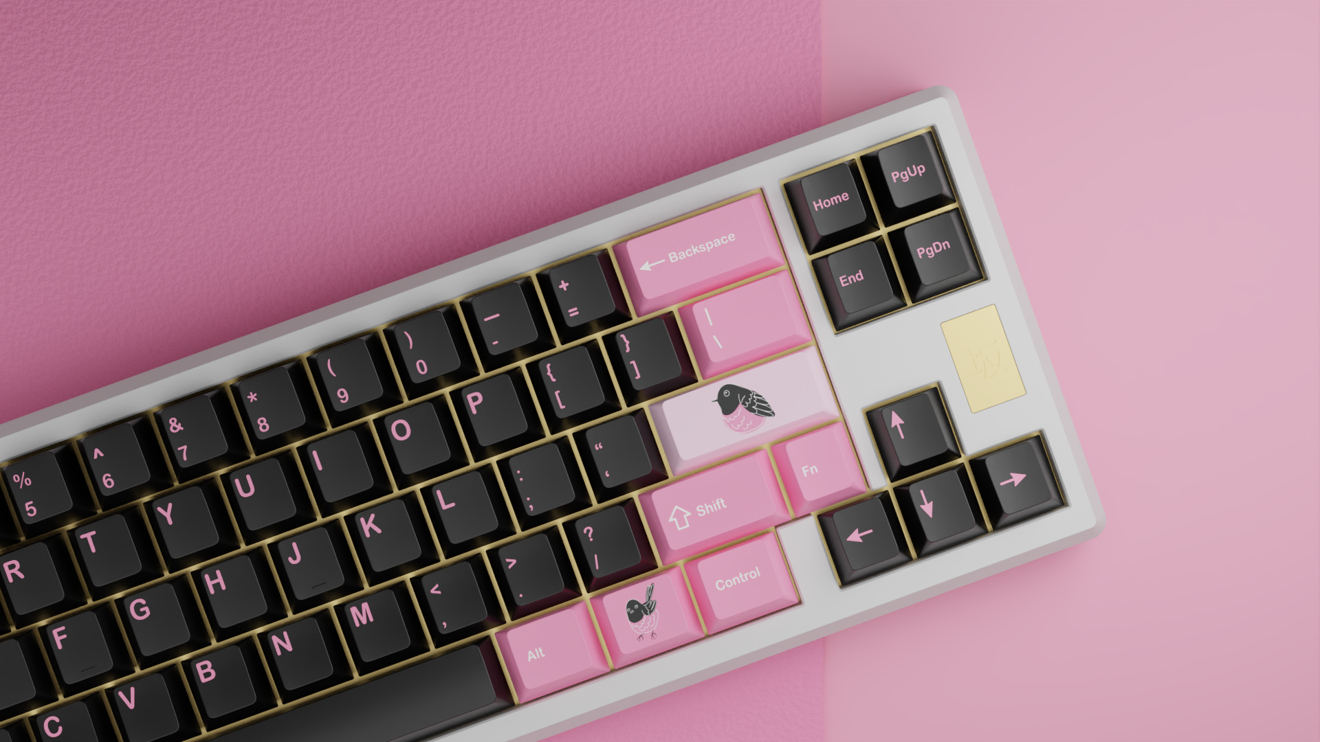 kfaPBT Pink Robin Keycaps - KeebsForAll