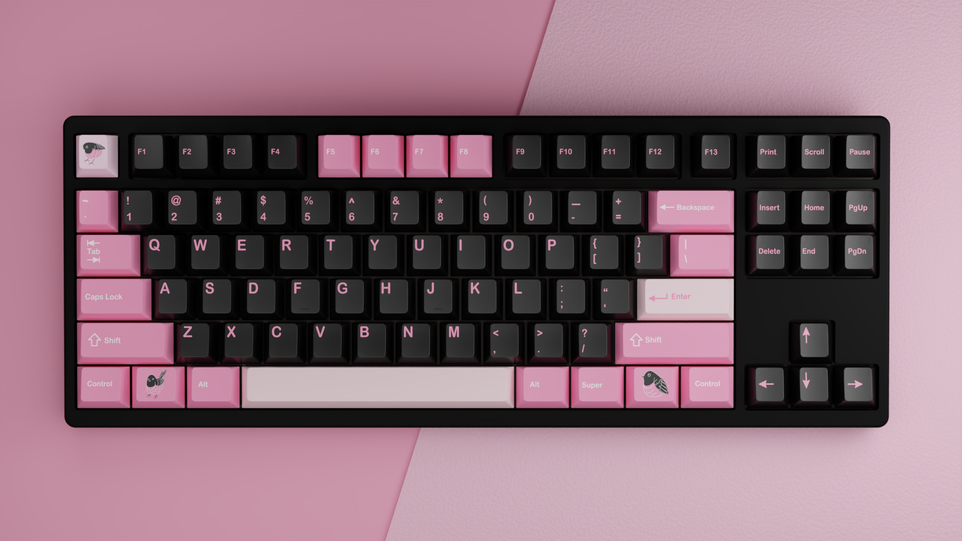 kfaPBT Pink Robin Keycaps - KeebsForAll