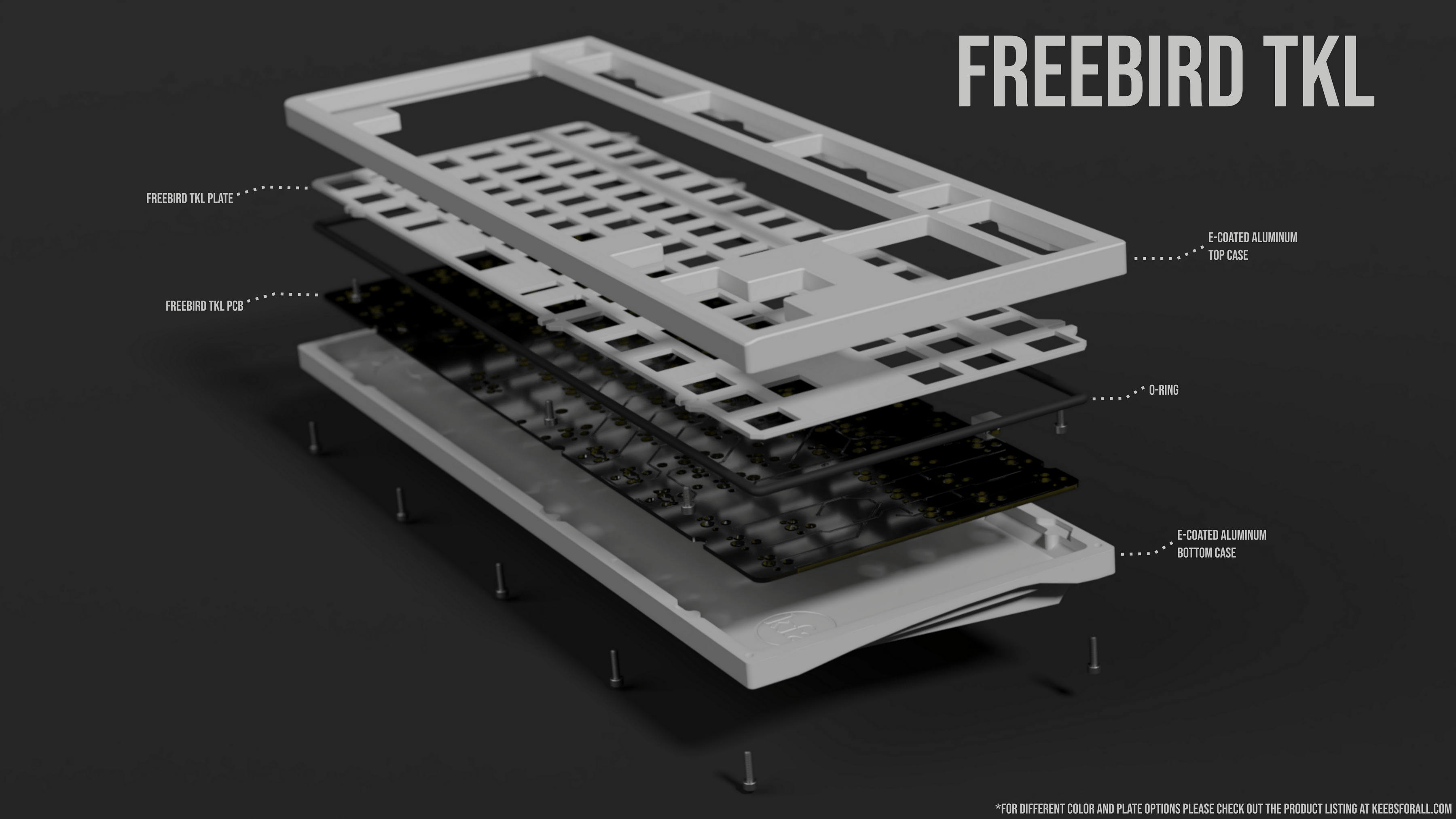 Exploded Version of the FreeBirdTKL 