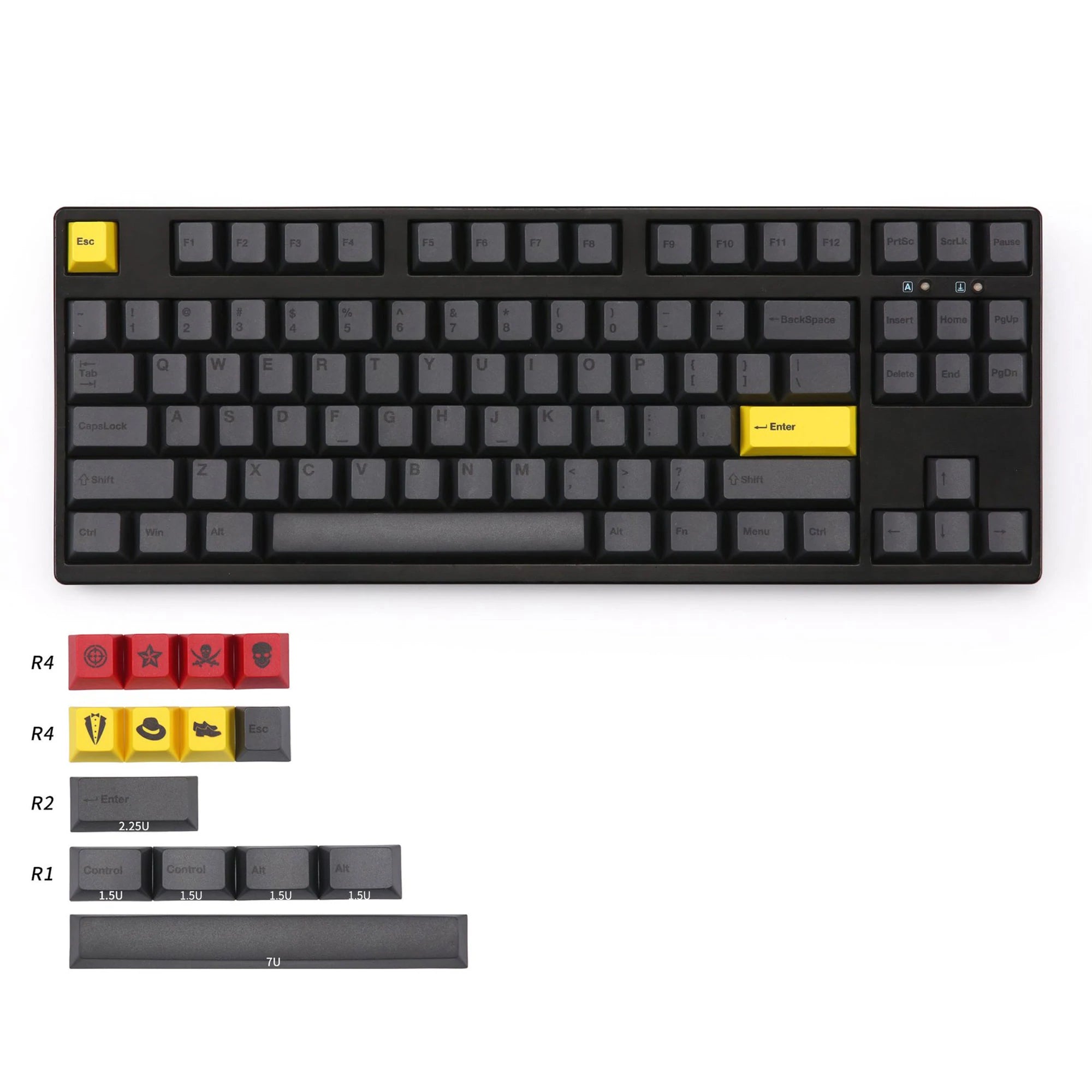 kbdfans Cherry Profile PBT Keyset TKL base kit layout