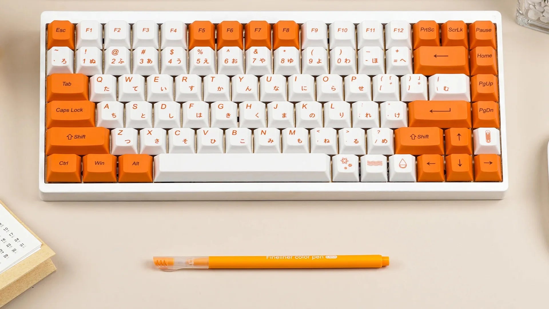 KBDFans Cherry Orange & White Japanese Keycaps