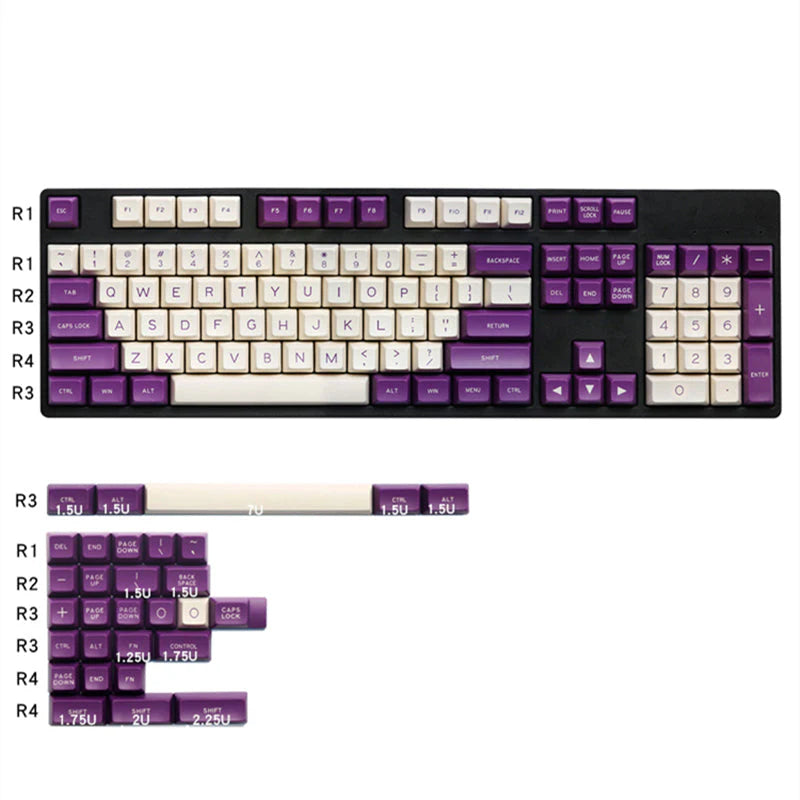 MAXKEY Purple & White SA Profile Keycaps