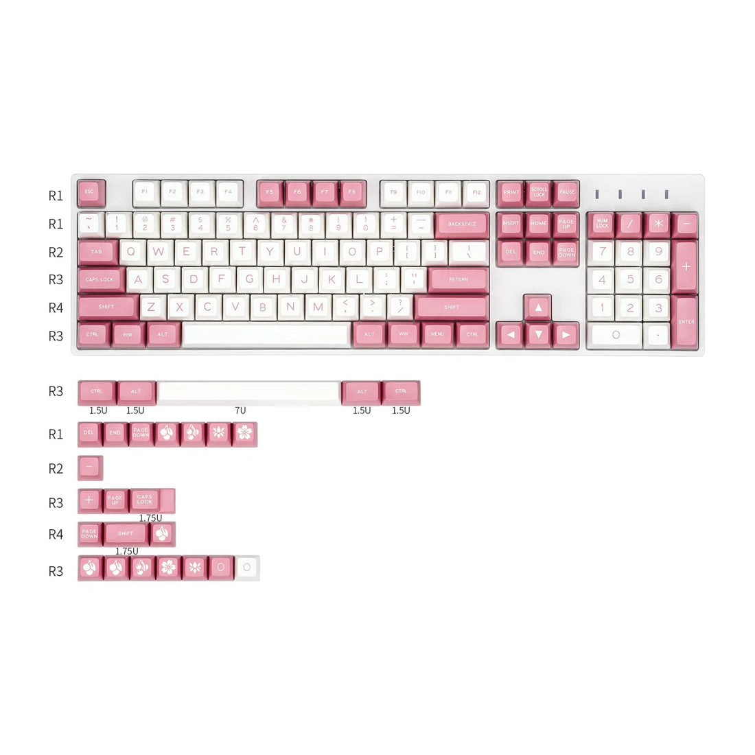 MAXKEY Pink & White SA Profile Keycaps