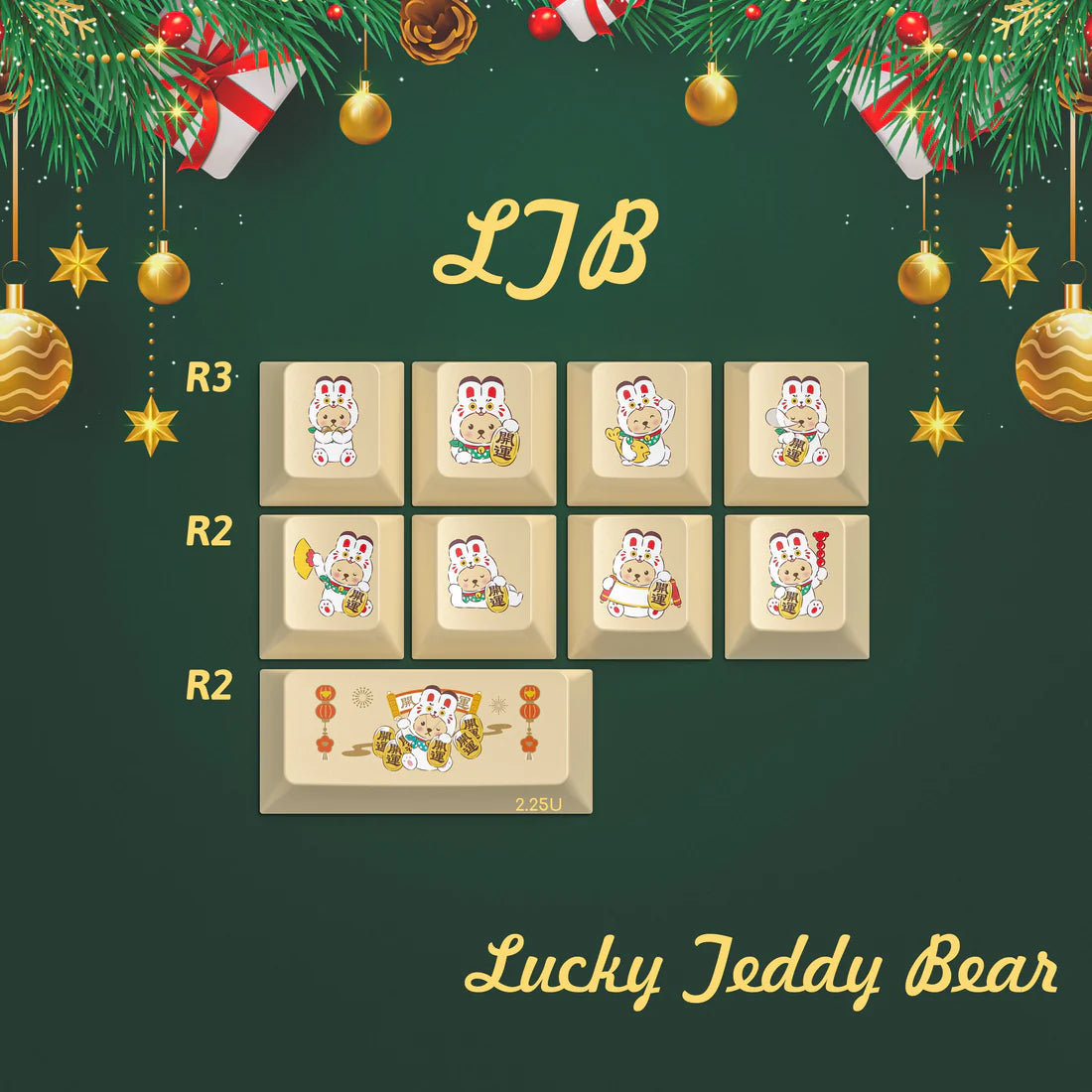 ALOHAKB X-Mas Teddy Bear Cherry Profile Keycaps