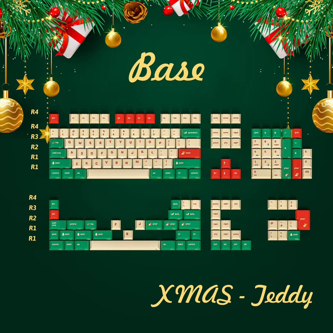 ALOHAKB X-Mas Teddy Bear Cherry Profile Keycaps