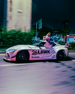 Liberty Walk LBWK modified car lifestyle shot for Original Konbini collaboration