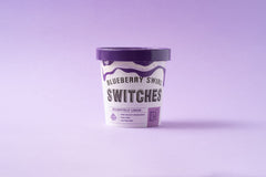 Close up of DK Creamery - Blueberry Swirl