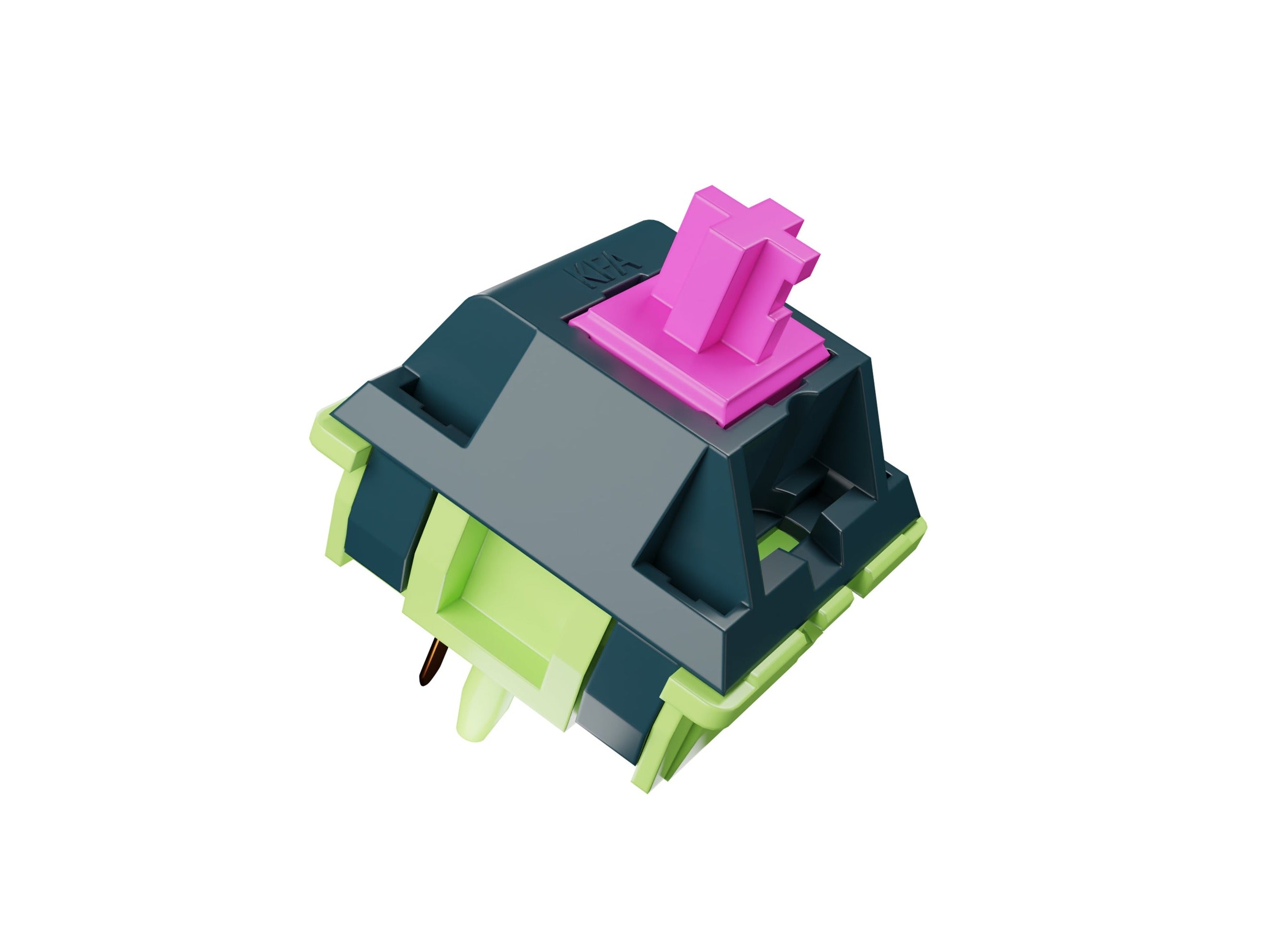 Forest Watcher Themed Switches; Bioluma Linear Switches for mechanical keyboard. Built with a PC Top Housing, Nylon Bottom Housing, and a POM Stem that gracefully operates on a 63.5g spring,