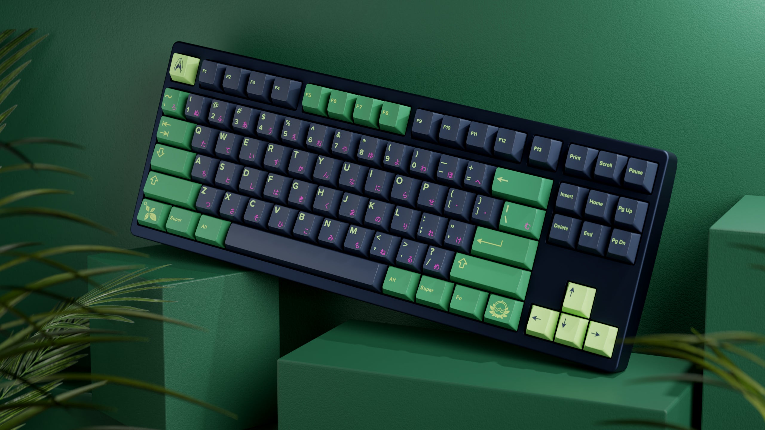 kfaPBT Forest Watcher keycaps navy and green for mechanical keyboards