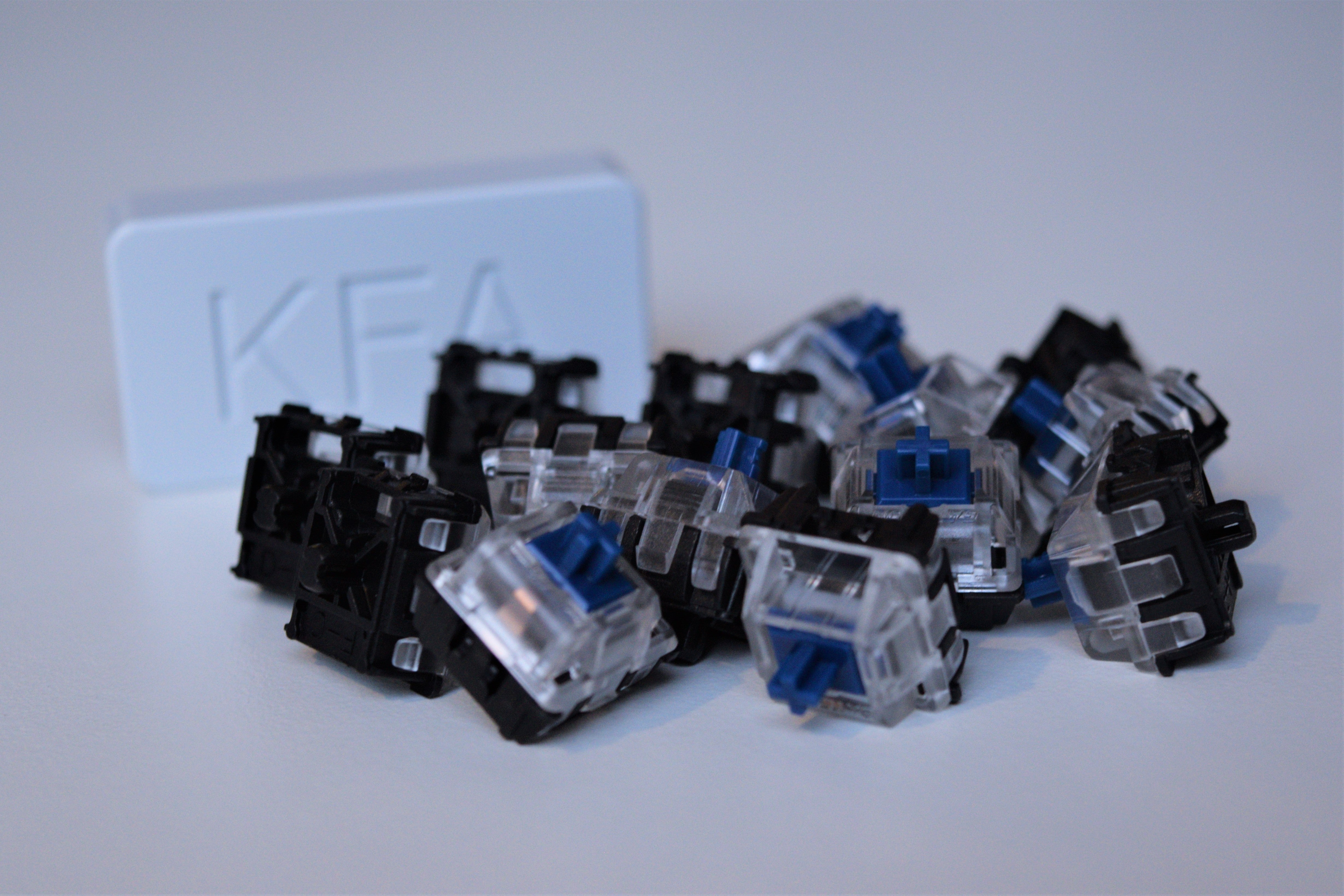 Gateron Optical Blue Group View with KFA branding out of focus