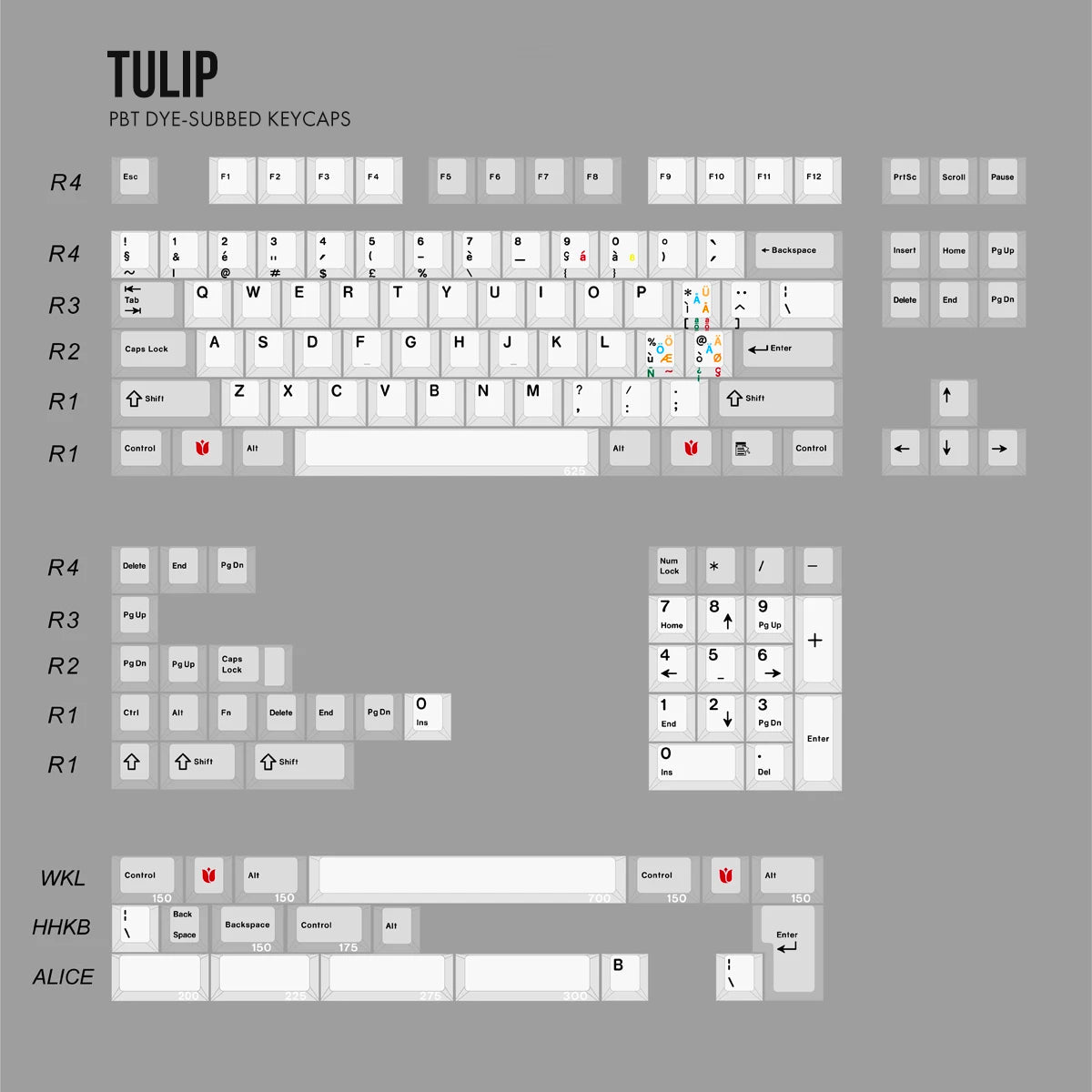 JC Studio Tulip Keycap Set Dye-Sub PBT - KeebsForAll