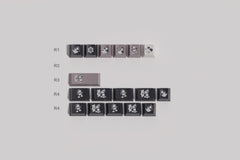 Close up of kfaPBT Steamboat Throwback Keycaps