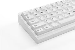 kfaPBT Black on White Keycaps - Alternate Angle