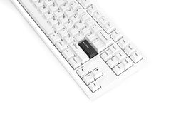 Close up of kfaPBT Black on White Keycaps