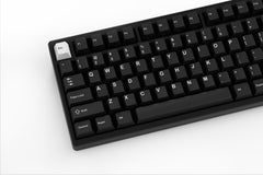 Close up of kfaPBT White on Black Keycap Set
