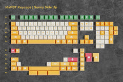 Detailed view of kfaPBT Sunny Side Up Keycaps for Mechanical Keyboards
