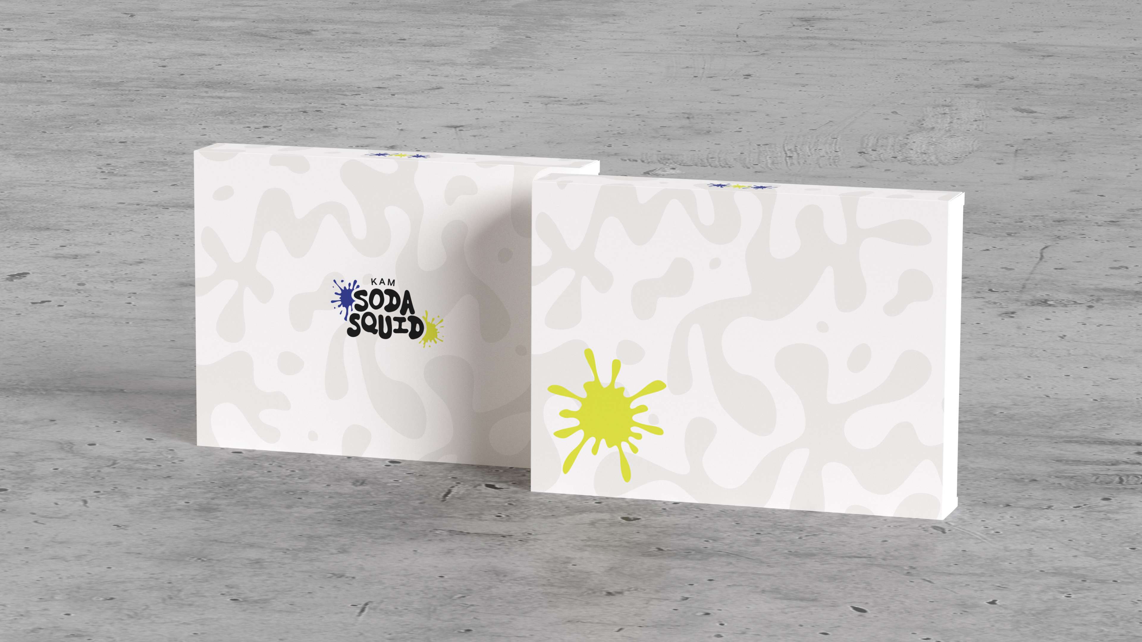 Image for the packaging and box of the  KAM Soda Squid PBT keycaps for custom mechanical computer keyboards.