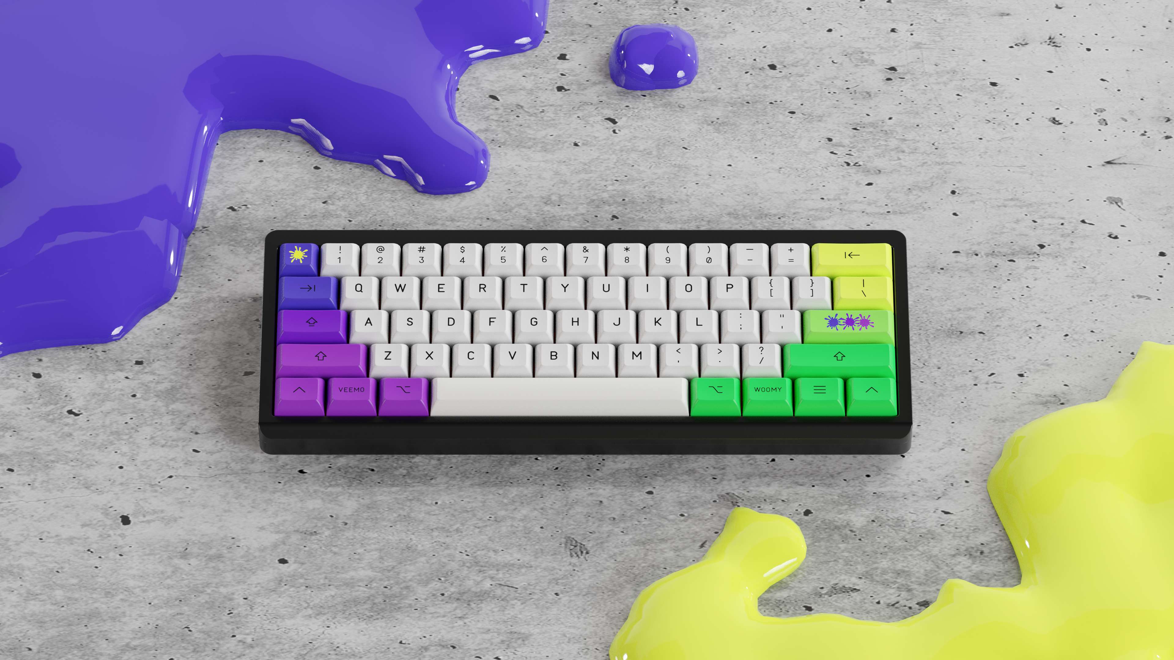 Top down view of the KAM Soda Squid PBT Keycaps.