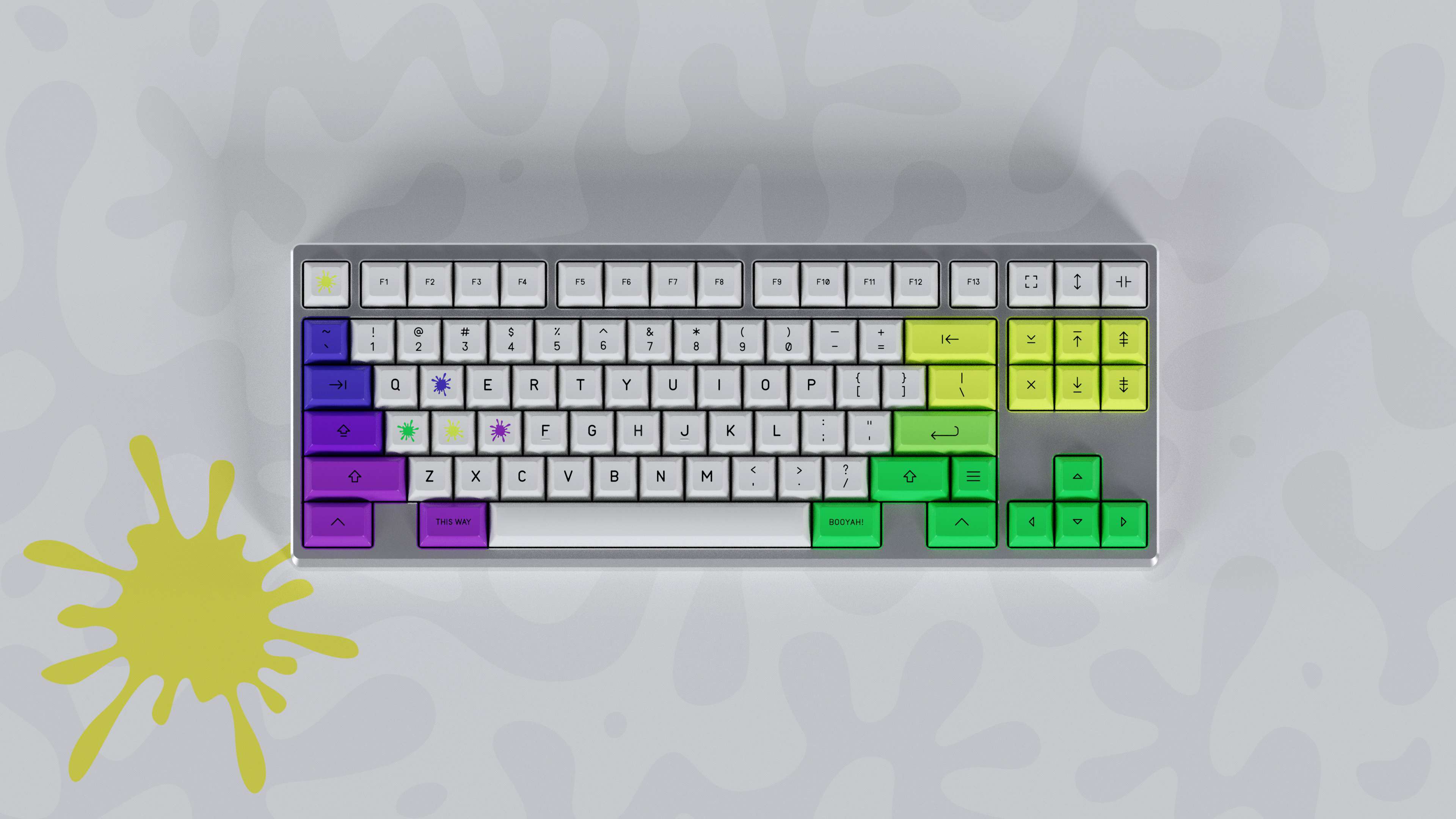 Image of TKL keyboard with the KAM Soda Squid keycaps for custom mechanical computer keyboards.