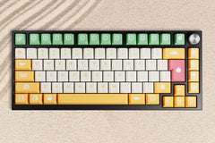 Close up of kfaPBT Sunny Side Up Keycaps