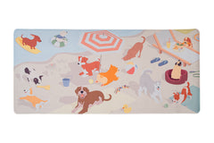 Good Boys Beach Deskmat Deskpad - This mat showcases a variety of dogs having a long day at th