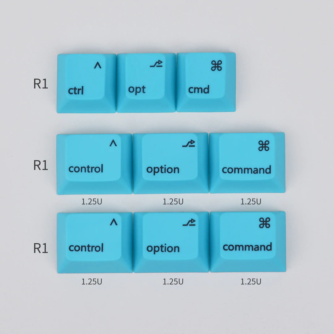 kbdfans Cherry Profile PBT Mac Compatibility Kit (9 Keys) in blue