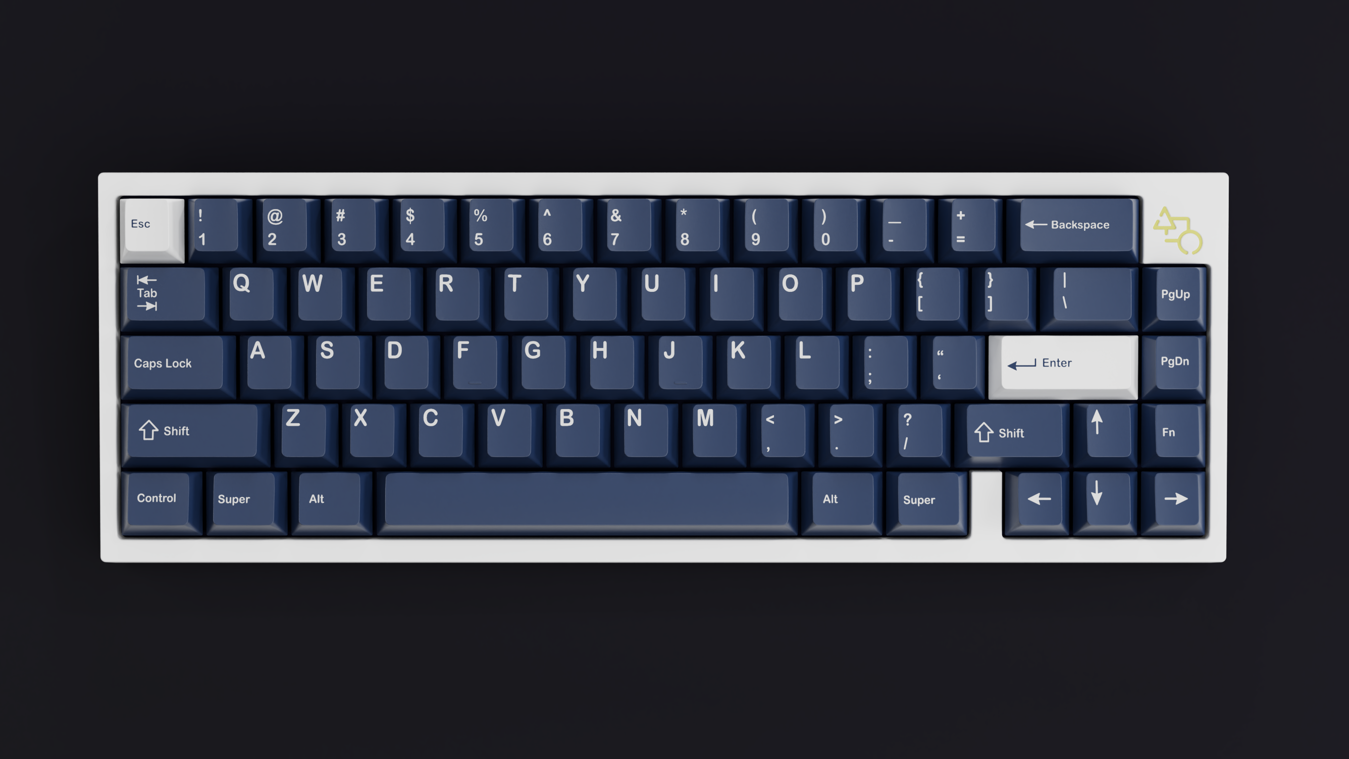 kfaPBT White on Navy Keycaps - KeebsForAll