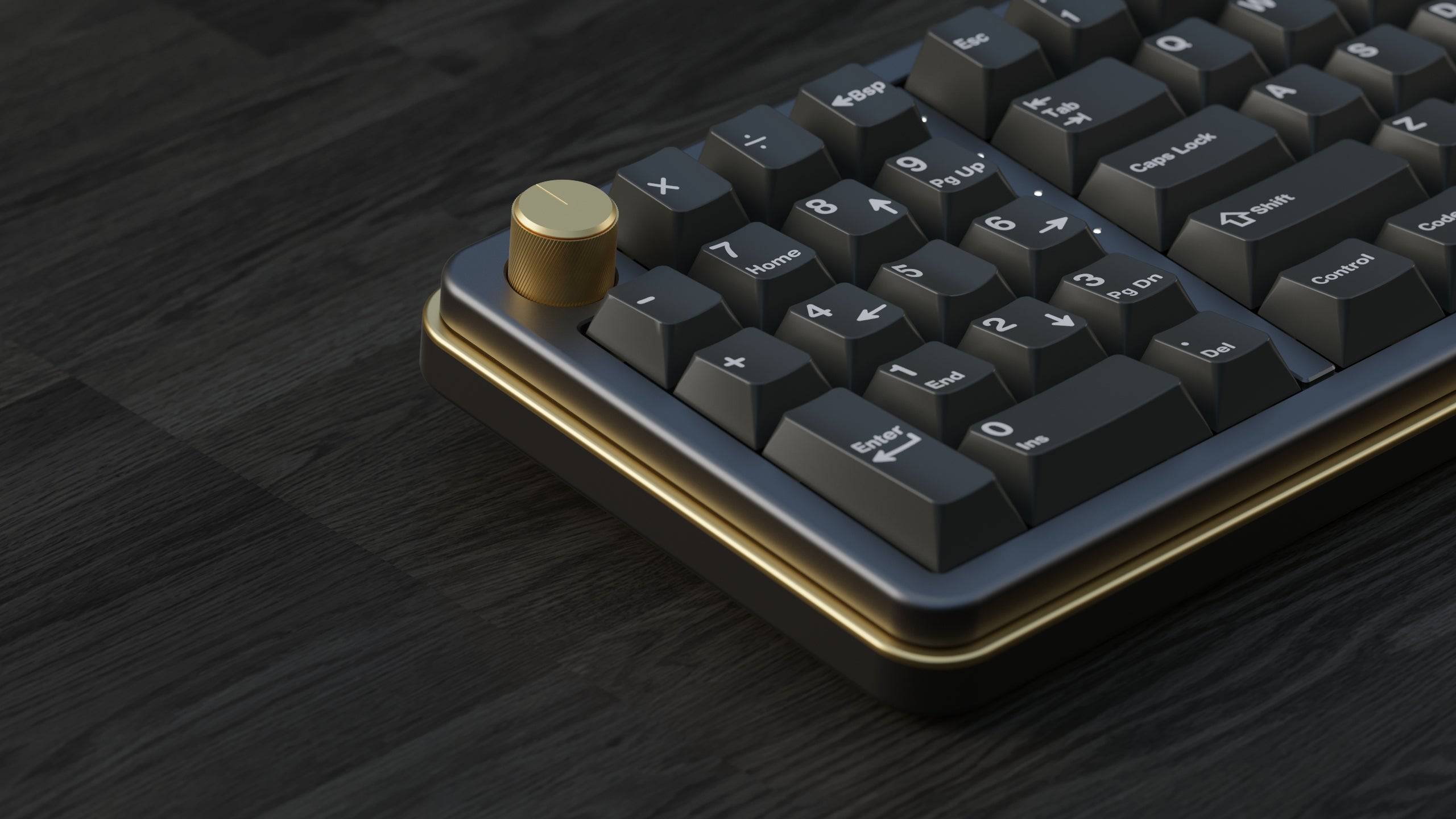 Viendi 8L numpad shown in the Shadow color variant proxied by KeebsForAll
