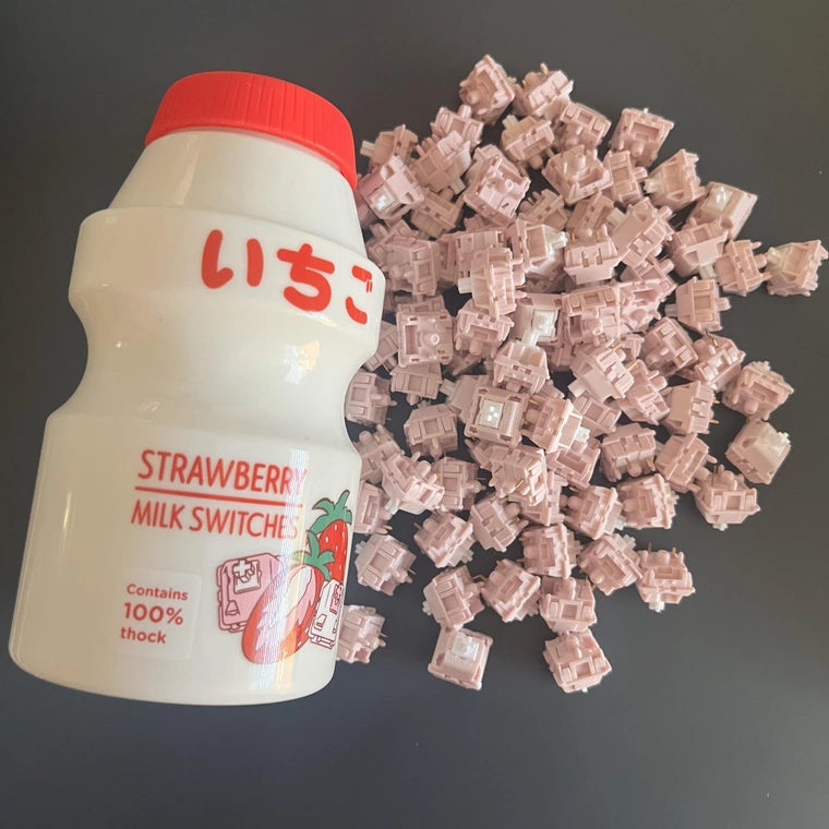[KFA MARKETPLACE] Strawberry Milk Tactile Switch (with bottle) (90x; Lubed) - KeebsForAll