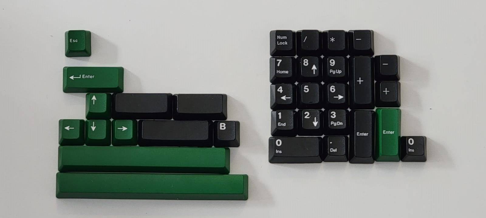 DCS White on Black Extension kit featuring green spacebars and arrow keys, for a different feel