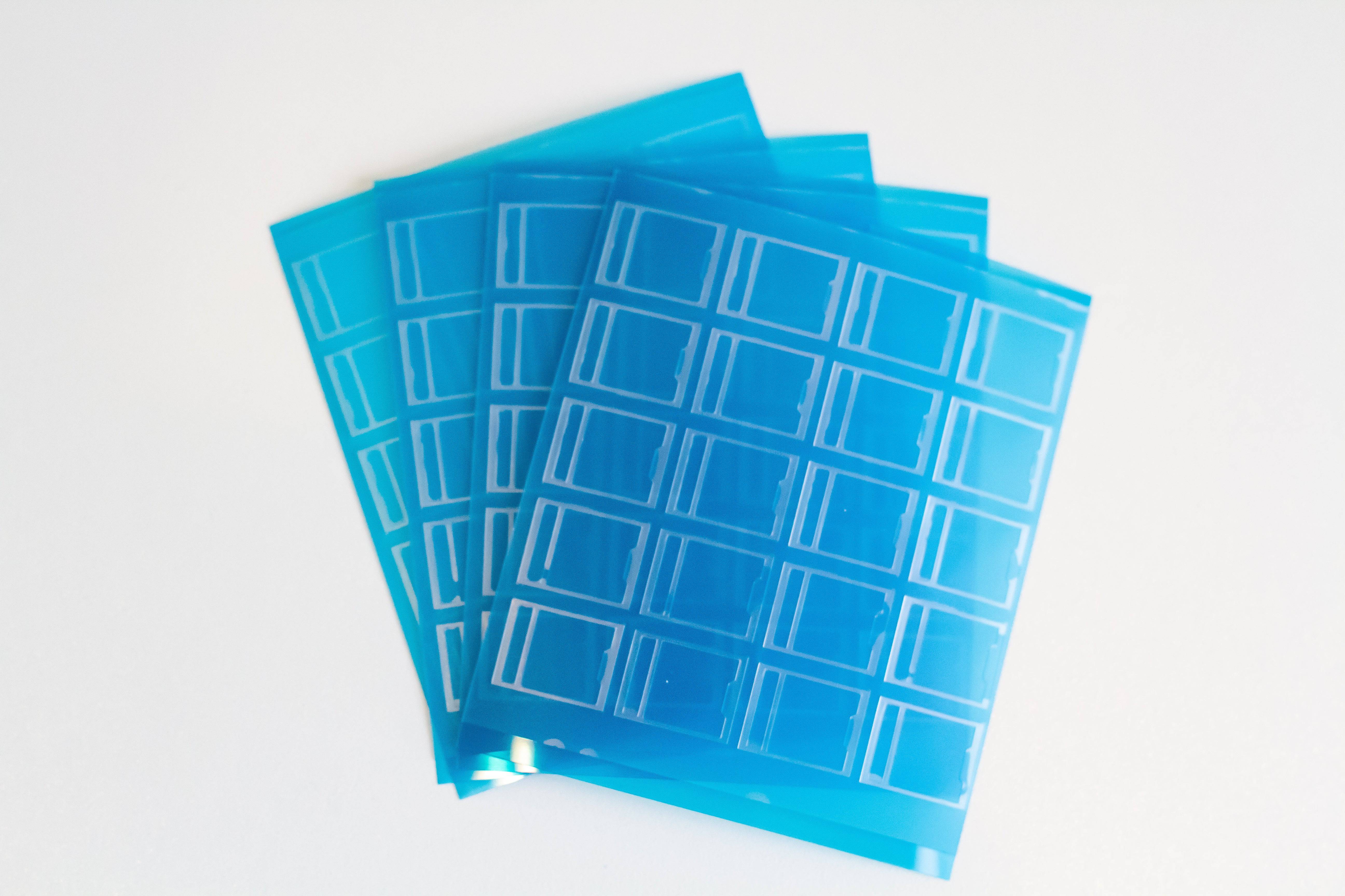 Four sheets of Durock mechanical key switch films with HTV and Polycarbonate material.