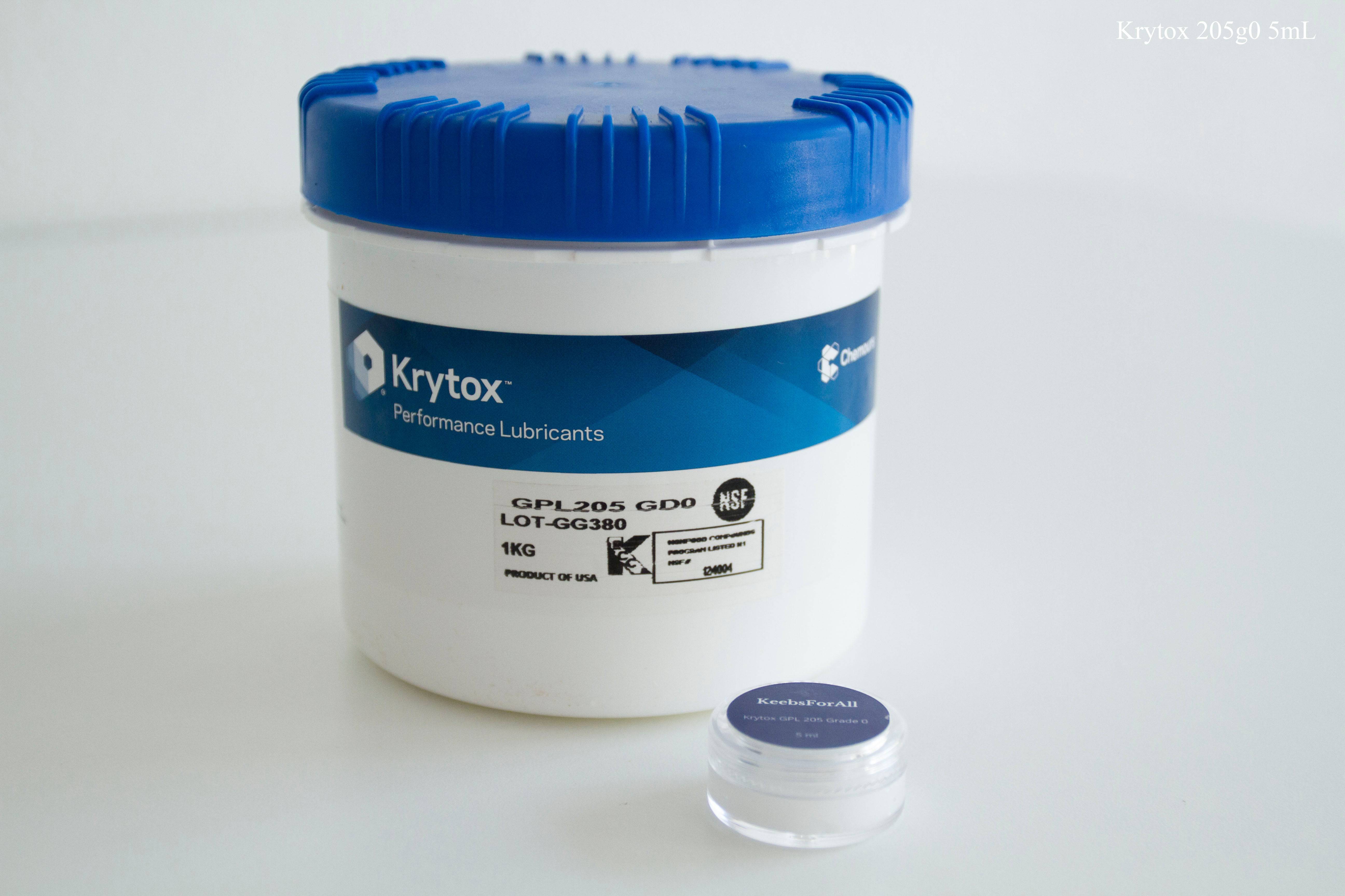Krytox 205g0 5mL. With this amount, it's enough to lube approximately 500 switches lightly. Less is always more in the lubing world.