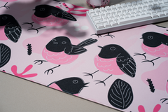 Detailed view of Pink Robin Deskmats Deskpad