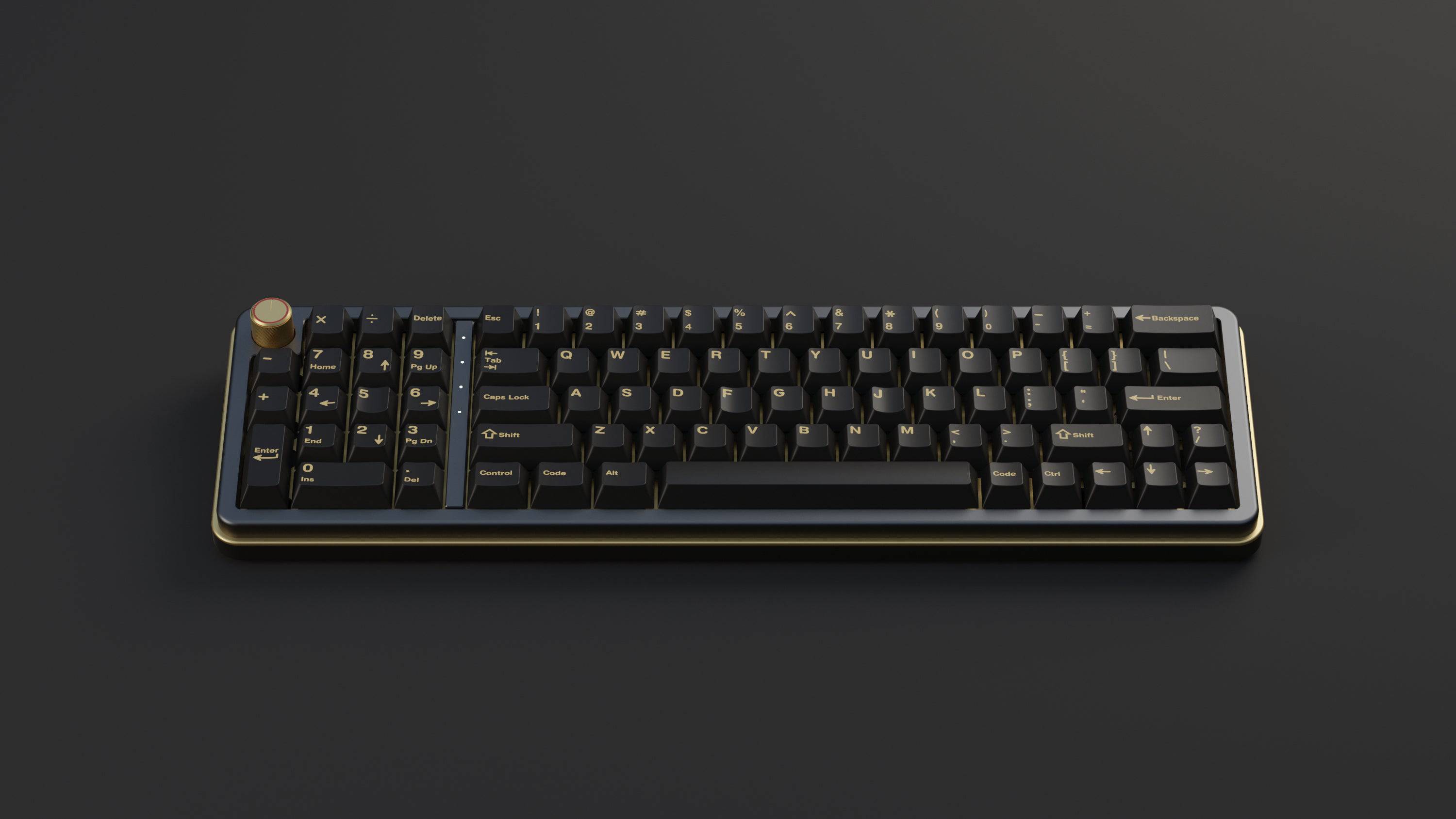 Viendi 8L full keyboard shown in the Shadow color variant proxied by KeebsForAll