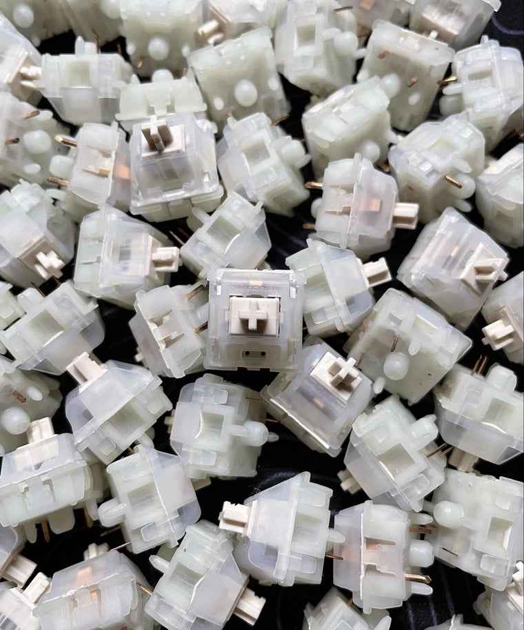 [KFA MARKETPLACE] Gateron Milky Pro Housing with Cream Stem (Lubed & Filmed; 70x) - KeebsForAll
